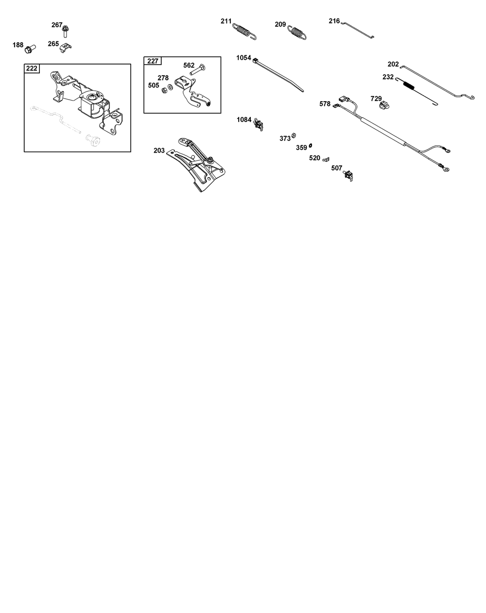 Controls Group Diagram and Parts List for 385777-0010-B5  Briggs and Stratton Engine